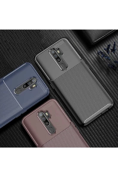 CEPCASE    Oppo A9 2020 Kılıf Karbon Fiber Tasarım Ultra Slim Lüx Görünüm Silikon Kapak - Resim 3