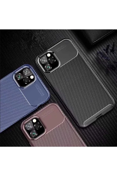 CEPCASE    Apple iPhone 11 Pro Max Kılıf Karbon Fiber Tasarım Ultra Slim Lüx Görünüm Silikon Kapak - 4