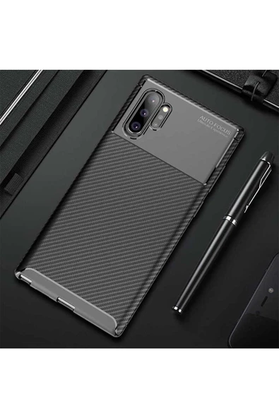 CEPCASE    Samsung Galaxy Note 10 Plus Kılıf Karbon Fiber Tasarım Ultra Slim Lüx Görünüm Silikon Kapak - Resim 3