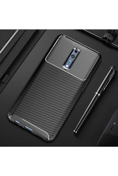CEPCASE Oppo Reno Z Kılıf Karbon Fiber Tasarım Ultra Slim Lüx Görünüm Silikon Kapak