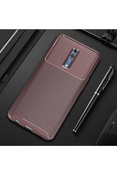 CEPCASE Oppo Reno Z Kılıf Karbon Fiber Tasarım Ultra Slim Lüx Görünüm Silikon Kapak