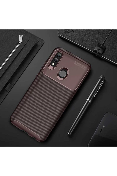 CEPCASE    Huawei P Smart 2019 Kılıf Karbon Fiber Tasarım Ultra Slim Lüx Görünüm Silikon Kapak