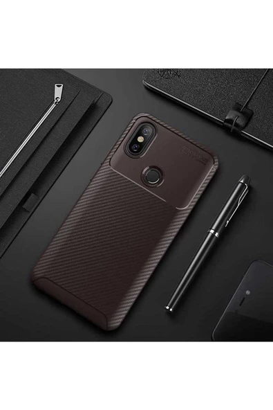 CEPCASE    Xiaomi Redmi Note 5 Pro Kılıf Karbon Fiber Tasarım Ultra Slim Lüx Görünüm Silikon Kapak