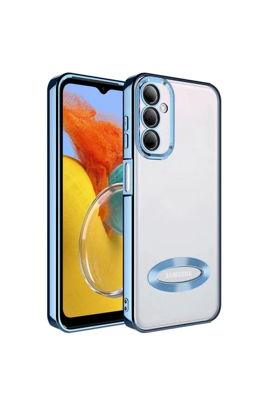 CEPCASE    Galaxy M14 Uyumlu Kılıf Kamera Korumalı Logo Gösteren New fashion Tam Kalıp Kapak