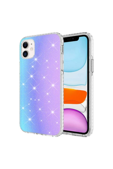 CEPCASE    Apple iPhone 11 Kılıf Parlak Işıltılı Tam Koruma Renk Geçişli New Fashion Kapak