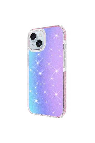 CEPCASE    Apple iPhone 15 Kılıf Parlak Işıltılı Tam Koruma Renk Geçişli New Fashion Kapak - Resim 4