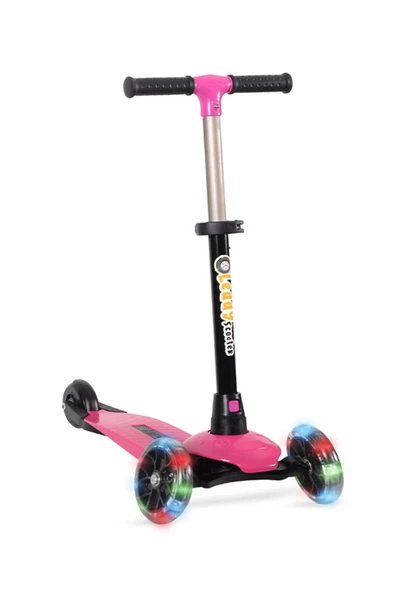 Leddy Scooter Leddy Pembe Led Işıklı 3 Tekerlekli Scooter Max 50 Kg