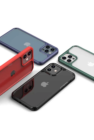 CEPCASE    Apple iPhone 12 Pro Kılıf Transparent Şeffaf Arka Yüzey Kamera Korumalı Airbag Kenarlı Kapak - Resim 4