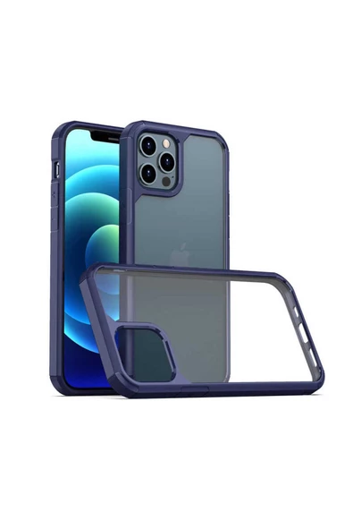 CEPCASE    Apple iPhone 12 Pro Kılıf Transparent Şeffaf Arka Yüzey Kamera Korumalı Airbag Kenarlı Kapak - Resim 2