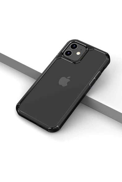 CEPCASE    Apple iPhone 11 Kılıf Transparent Şeffaf Arka Yüzey Kamera Korumalı Airbag Kenarlı Kapak