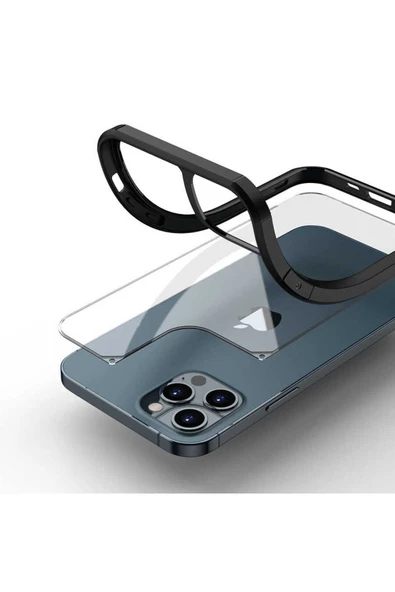 CEPCASE    Apple iPhone 12 Pro Kılıf Transparent Şeffaf Arka Yüzey Kamera Korumalı Airbag Kenarlı Kapak - Resim 5