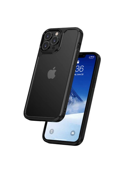 CEPCASE    Apple iPhone 13 Pro Kılıf Transparent Şeffaf Arka Yüzey Kamera Korumalı Airbag Kenarlı Kapak - Resim 2