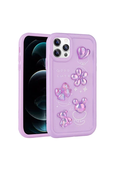 CEPCASE    Apple iPhone 12 Pro Kılıf Fun Funny Parlak Kabartma Figürlü Silikon Kapak