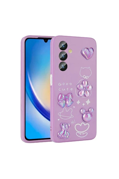 CEPCASE    Samsung Galaxy A24 Kılıf Fun Funny Parlak Kabartma Figürlü Silikon Kapak