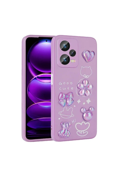 CEPCASE    Xiaomi Redmi Note 12 4G Kılıf Fun Funny Parlak Kabartma Figürlü Silikon Kapak - Resim 2