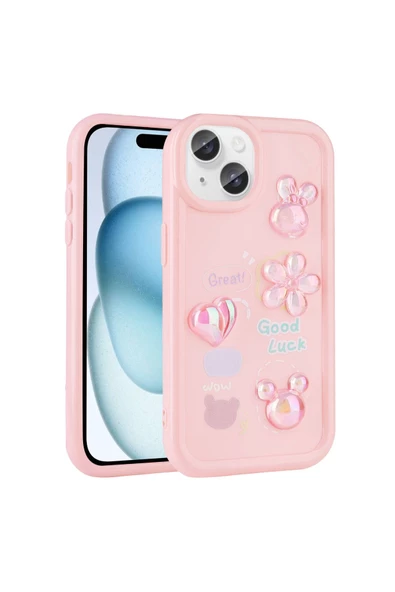CEPCASE    Apple iPhone 15 Plus Kılıf Fun Funny Parlak Kabartma Figürlü Silikon Kapak