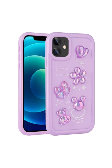 CEPCASE    Apple iPhone 12 Kılıf Fun Funny Parlak Kabartma Figürlü Silikon Kapak