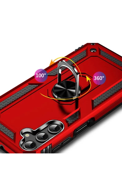 CEPCASE    Galaxy A24 Kılıf Standlı Magnet Mıknatıslı Yüzük Armored Zırhlı Kapak - Resim 5