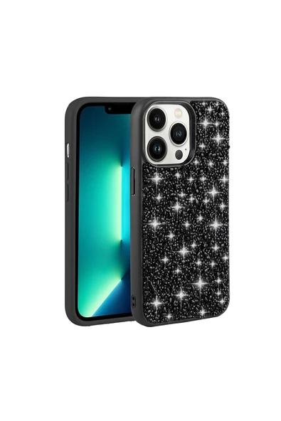 CEPCASE    Apple iPhone 12 Pro Max Kılıf Diamond Taşlı Parlak Tasarım Kamera Çıkıntılı Lüx Kapak