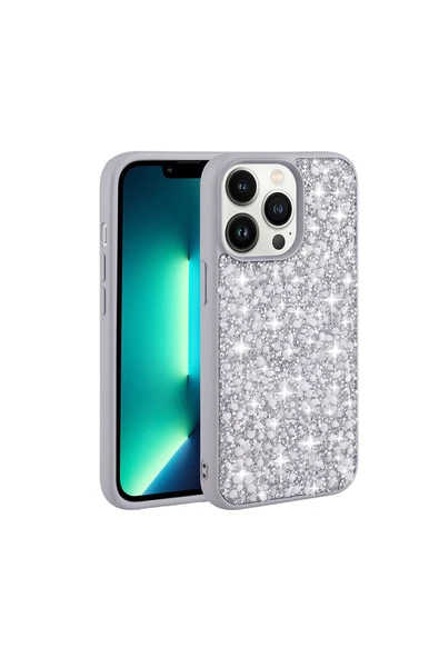 CEPCASE    Apple iPhone 12 Pro Max Kılıf Diamond Taşlı Parlak Tasarım Kamera Çıkıntılı Lüx Kapak