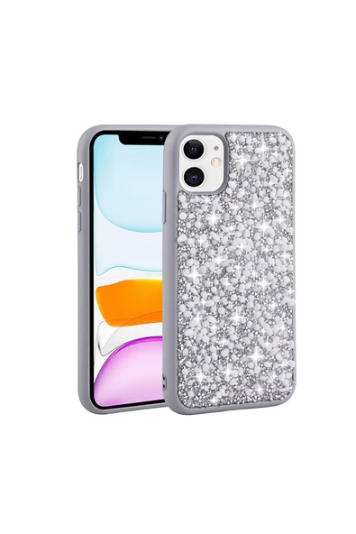 CEPCASE    Apple iPhone 12 Kılıf Diamond Taşlı Parlak Tasarım Kamera Çıkıntılı Lüx Kapak - Resim 2