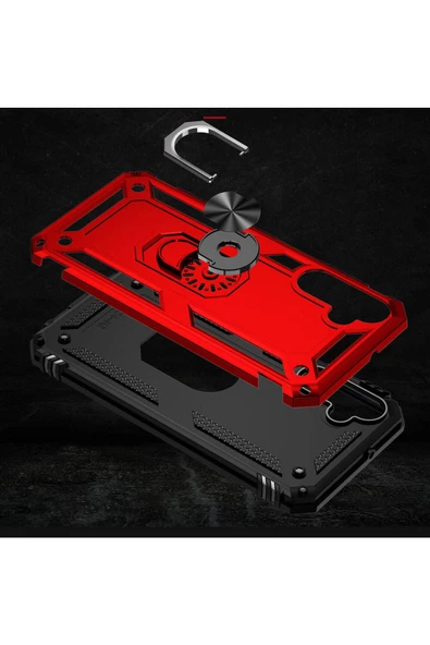 CEPCASE    Galaxy A24 Kılıf Standlı Magnet Mıknatıslı Yüzük Armored Zırhlı Kapak - Resim 6