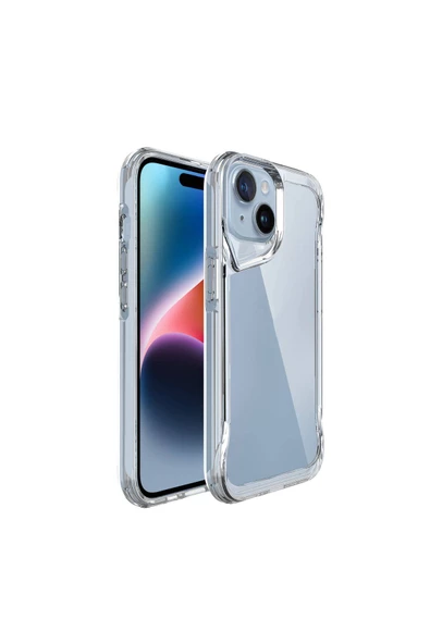 CEPCASE    Apple iPhone 15 Plus Kılıf Kristal Desıng 2.0mm Kamera Çıkıntısı Warrior Mold Shockproof Kapak