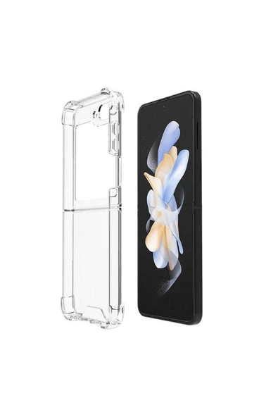 CEPCASE    Samsung Galaxy Z Flip 5 Kılıf Darbelere Dayanıklı Dört Köşe Airbag 2mm Anti Shock Silikon