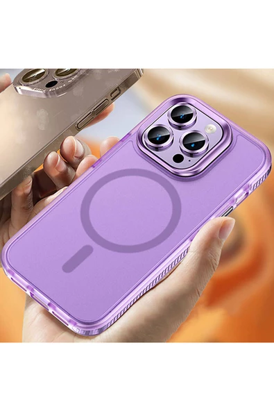 CEPCASE    Apple iPhone 15 Pro Kılıf Magsafe Wireless Şarj Özellikli Lens Koruyuculu Airbagli Koruma Kapak - Resim 4
