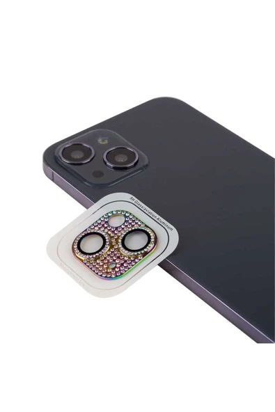 CEPCASE    Apple iPhone 13 Mini Kamera Lens Koruyucu Diamond Pırıltı Taşlı Tasarım