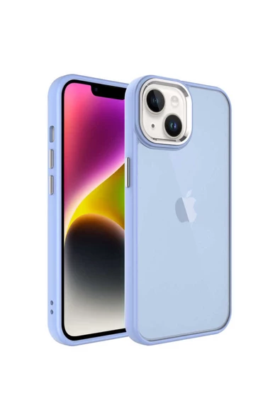 CEPCASE    Apple iPhone 14 Plus Kılıf Buzlu Arka Yüzey Pastel Renk Krom Kamera Ve Tuş Korumalı Kapak