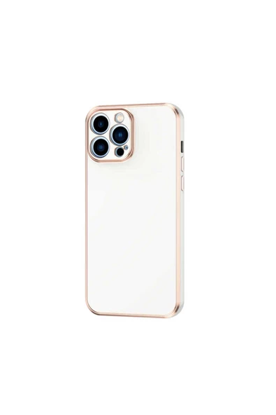 CEPCASE    Apple iPhone 12 Pro Kılıf Kenarları Parlak Gold Tasarım Pastel Renk Tasarımlı Kapak