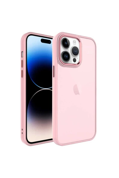 CEPCASE    Apple iPhone 14 Pro Max Kılıf Buzlu Arka Yüzey Pastel Renk Krom Kamera Ve Tuş Korumalı Kapak