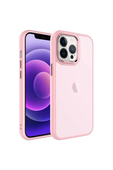 CEPCASE    Apple iPhone 13 Pro Kılıf Buzlu Arka Yüzey Pastel Renk Krom Kamera Ve Tuş Korumalı Kapak ürün görseli