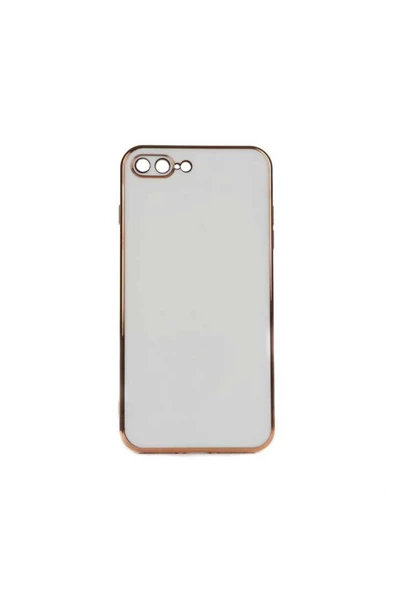 CEPCASE    Apple iPhone 8 Plus Kılıf Kenarları Parlak Gold Tasarım Pastel Renk Tasarımlı Kapak - Resim 2