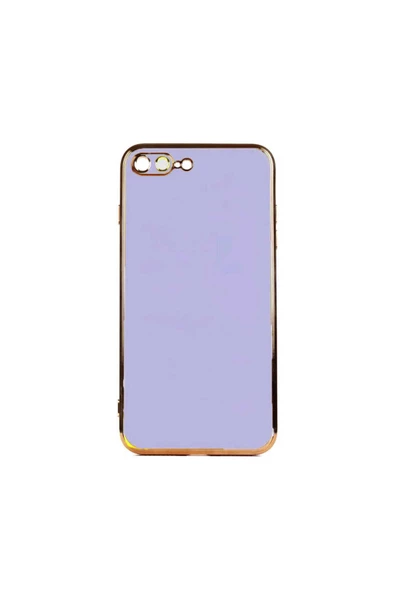 CEPCASE    Apple iPhone 8 Plus Kılıf Kenarları Parlak Gold Tasarım Pastel Renk Tasarımlı Kapak