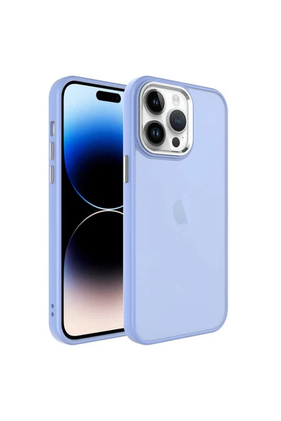 CEPCASE    Apple iPhone 14 Pro Kılıf Buzlu Arka Yüzey Pastel Renk Krom Kamera Ve Tuş Korumalı Kapak ürün görseli