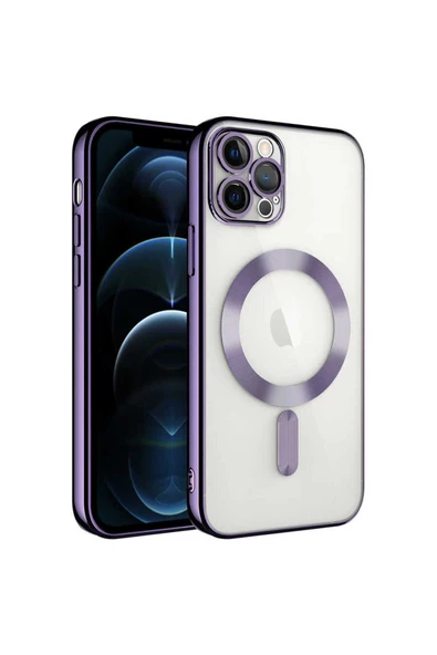 CEPCASE    Apple iPhone 12 Pro Kılıf Magsafe Wireless Şarj Özellikli Kamera Korumalı Renkli Kenar Kapak