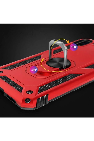 CEPCASE    Huawei P Smart 2019 Kılıf Standlı Magnet Mıknatıslı Yüzük Armored Zırhlı Kapak - Resim 4