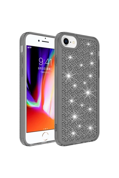 CEPCASE    Apple iPhone 6 Kılıf Parlayan Tasarım Kamera Çıkıntılı Airbagli Tam Koruma Twinkle Kapak