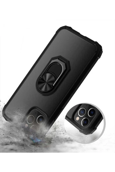 CEPCASE    Apple iPhone 12 Pro Max Kılıf Arka Şeffaf Köşe Ve Yüzük Renkli Darbeye Dayanıklı Sert Pc Kapak - Resim 5