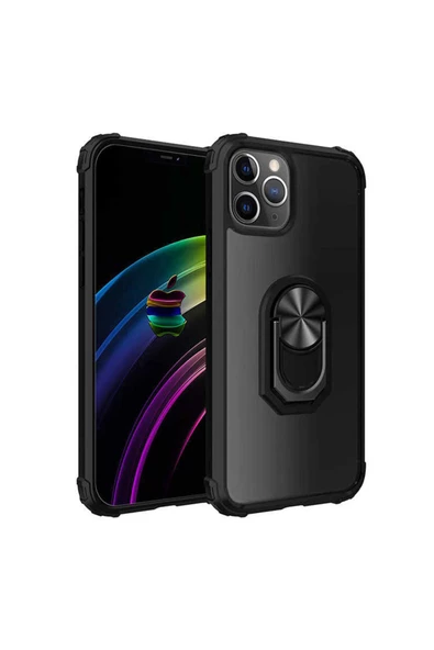 CEPCASE    Apple iPhone 12 Pro Kılıf Arka Şeffaf Köşe Ve Yüzük Renkli Darbeye Dayanıklı Sert Pc Kapak - Resim 2