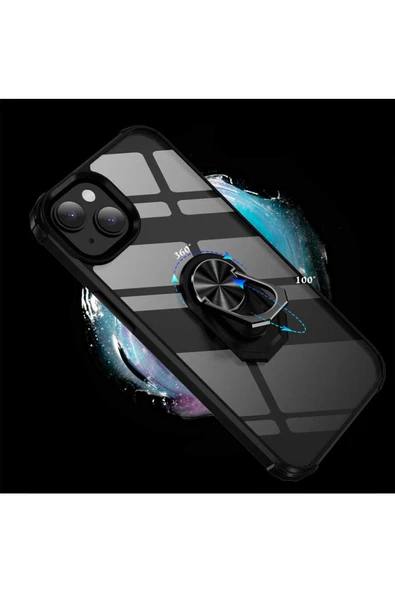 CEPCASE    Apple iPhone 14 Kılıf Arka Şeffaf Köşe Ve Yüzük Renkli Darbeye Dayanıklı Sert Pc Kapak - Resim 5