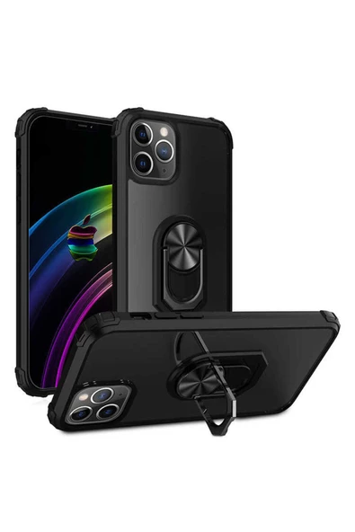 CEPCASE    Apple iPhone 12 Pro Max Kılıf Arka Şeffaf Köşe Ve Yüzük Renkli Darbeye Dayanıklı Sert Pc Kapak - Resim 4