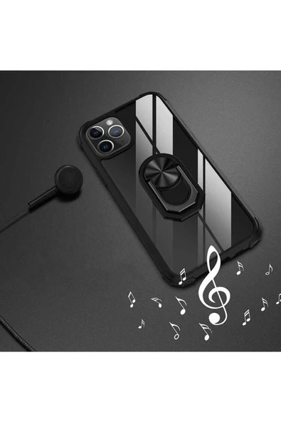 CEPCASE    Apple iPhone 12 Pro Kılıf Arka Şeffaf Köşe Ve Yüzük Renkli Darbeye Dayanıklı Sert Pc Kapak - Resim 6