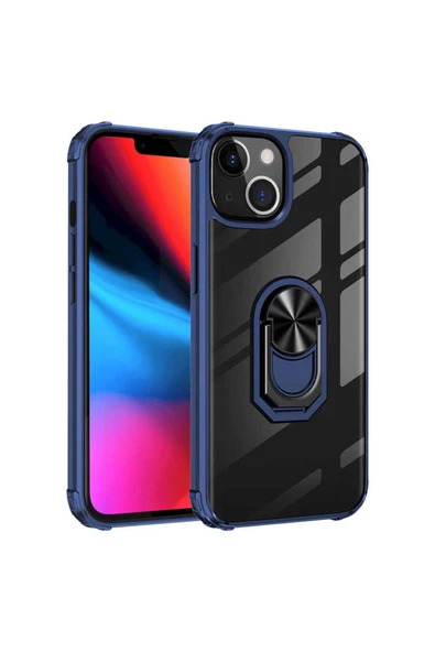 CEPCASE    Apple iPhone 13 Kılıf Arka Şeffaf Köşe Ve Yüzük Renkli Darbeye Dayanıklı Sert Pc Kapak - Resim 2