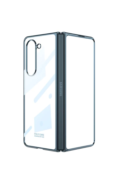 CEPCASE    Galaxy Z Fold 5 Kılıf Tam Kalıp Full Camlı Metal Görünüm Ultra Slim Tam Koruma Kapak - Resim 3