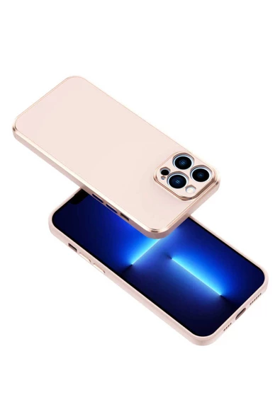 CEPCASE    Apple iPhone 12 Pro Kılıf Kenarları Parlak Gold Tasarım Pastel Renk Tasarımlı Kapak - Resim 5