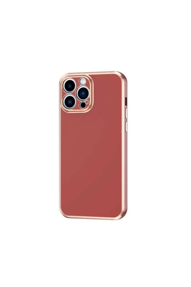 CEPCASE    Apple iPhone 12 Pro Kılıf Kenarları Parlak Gold Tasarım Pastel Renk Tasarımlı Kapak