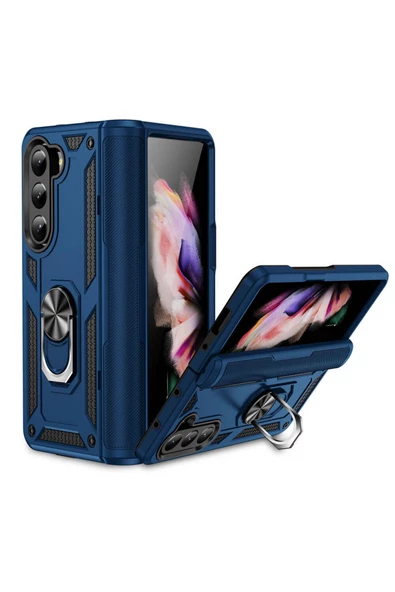 CEPCASE    Galaxy Z Fold 5 Kılıf Standlı Magnet Mıknatıslı Yüzük Armored Zırhlı Kapak